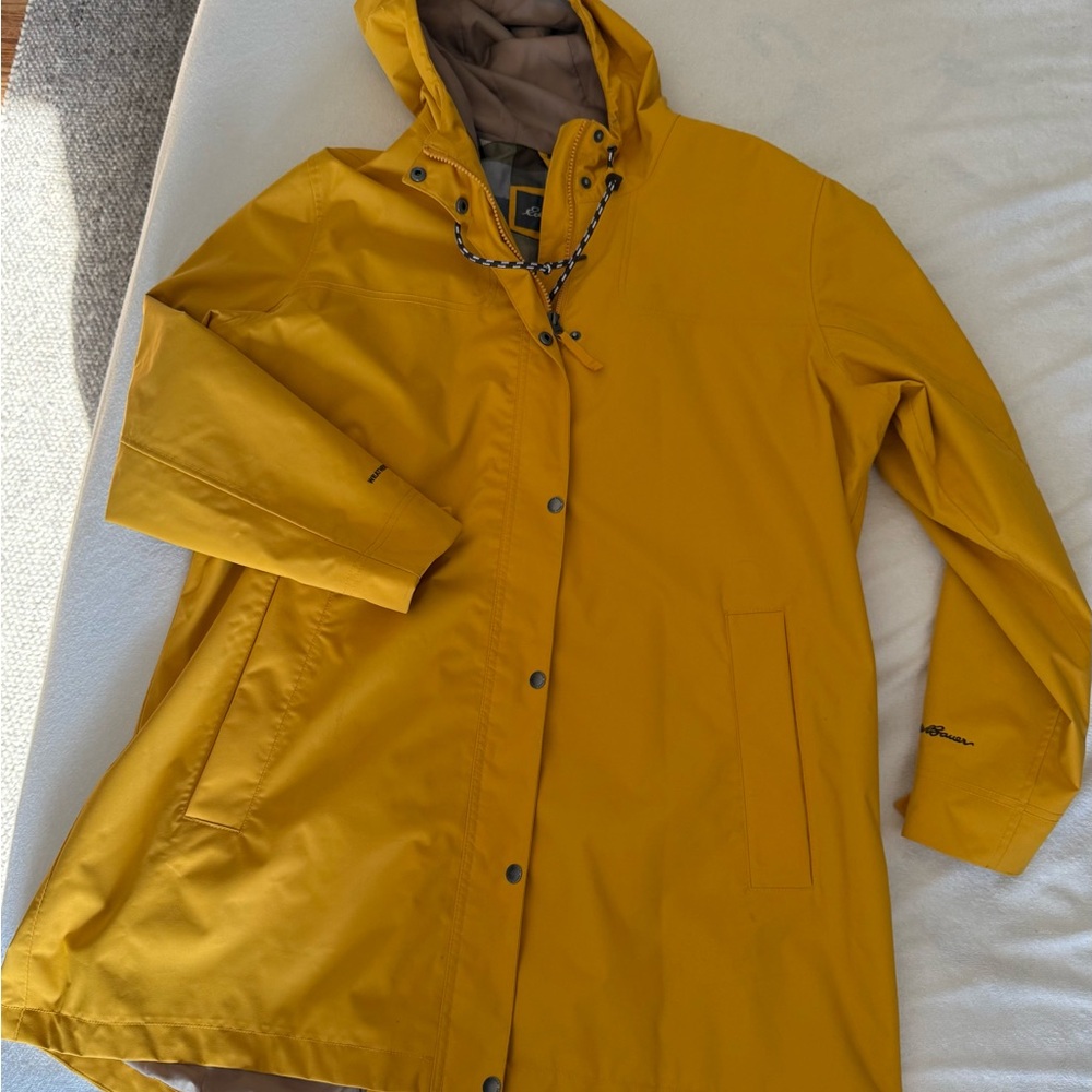 Eddie Bauer Mustard Hooded Rain Coat